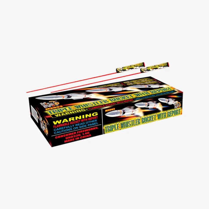 Triple Whistler Rockets with Report (144 Pack)