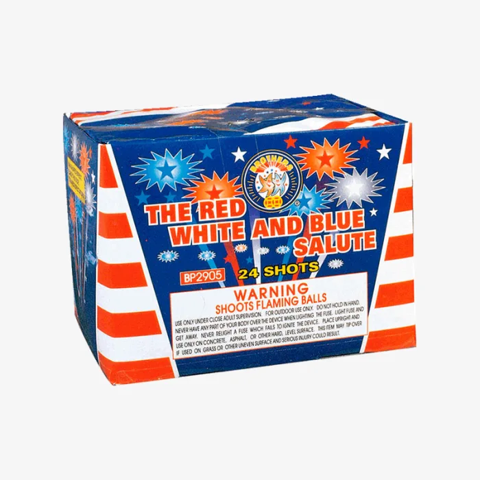 The Red White And Blue Salute (24 Shots) Straight-Firing Aerial Cake