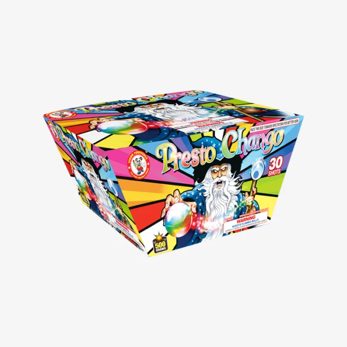Presto Chango (30 Shots) Fan-Firing Aerial Cake
