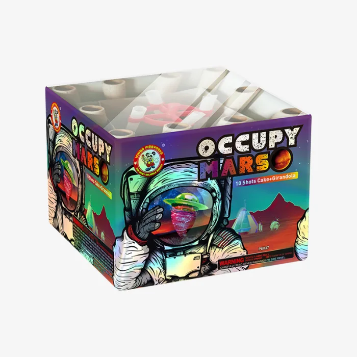 Occupy Mars (10 Shots) Straight-Firing Aerial Cake with Girandola