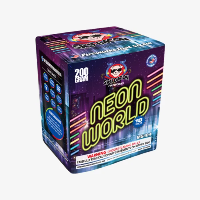 Neon World (18 Shots) Straight-Firing Aerial Cake