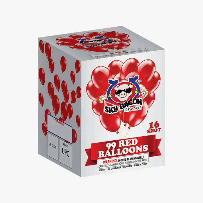 99 Red Balloons (16 Shots) Straight-Firing Aerial Cake